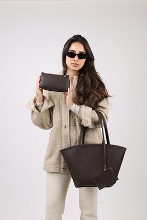 کیف دوشی قهوه ای زنانه چرم مصنوعی NOTHING - کد 881790747