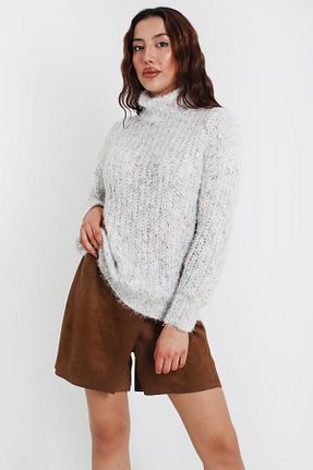 پلیور سفید زنانه Saç Örgü YORSSTYLE - کد 151439754