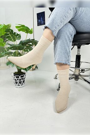 بوت / نیم بوت بژ زنانه تریکو İmerShoes - کد 795351420
