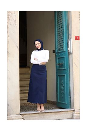 دامن حجاب سرمه ای زنانه Straight VELLICHOR - کد 156425628