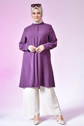 تونیک سایز بزرگ بنفش زنانه بافتنی Ferace - کد 113287385