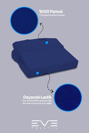 ست ملحفه دونفره سرمه ای پنبه ای Eve Tekstil - کد 882130951