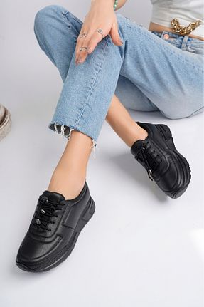 کفش اسنیکر مشکی زنانه چرم اصل Deripabuc - کد 876914017