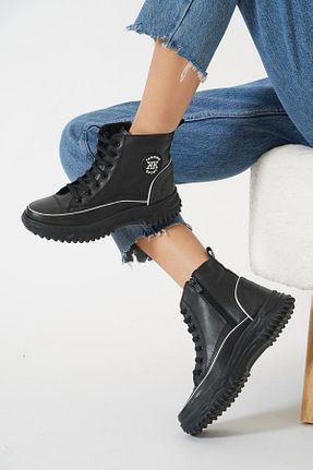 بوت / نیم بوت مشکی زنانه چرم مصنوعی Moda Pie - کد 882160422