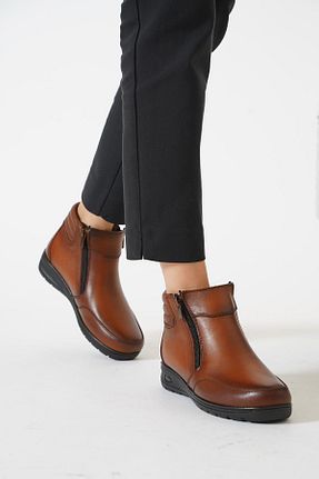 بوت / نیم بوت قهوه ای زنانه چرم خالص Moda Pie - کد 882160687