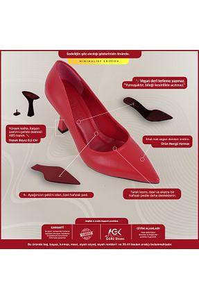 کفش استایلیتو قرمز پاشنه نازک Güllü Shoes - کد 737926614