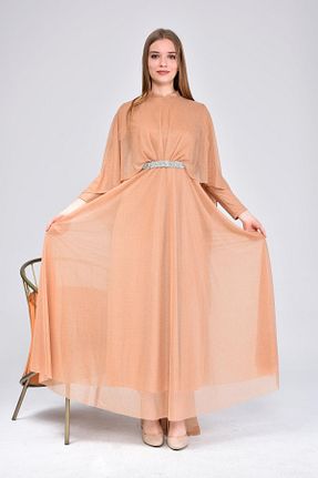 لباس مجلسی سایز بزرگ طلائی زنانه یقه دوچرخه Ferace - کد 339295613