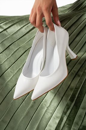 کفش استایلیتو سفید پاشنه نازک Güllü Shoes - کد 737810968