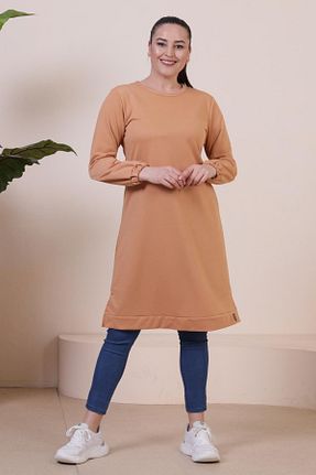 تونیک سایز بزرگ قهوه ای زنانه بافت Ferace - کد 646777439