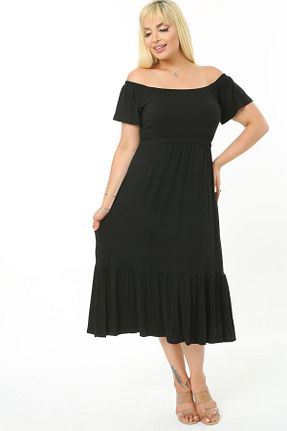 لباس سایز بزرگ مشکی زنانه ویسکون MELSAY - کد 330128736