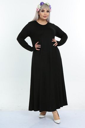 لباس سایز بزرگ مشکی زنانه پنبه ای MAYAXL - کد 51896084