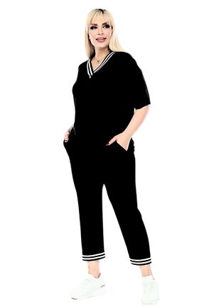 ست گرمکن سایز بزرگ مشکی زنانه مخلوط ویسکون MELSAY - کد 805596573