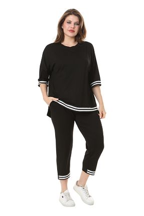ست گرمکن سایز بزرگ مشکی زنانه مخلوط ویسکون MELSAY - کد 824056079