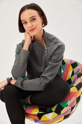 سوئیشرت طوسی زنانه ساده Allyco - کد 880016923