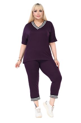 ست گرمکن سایز بزرگ بنفش زنانه مخلوط ویسکون MELSAY - کد 815957537