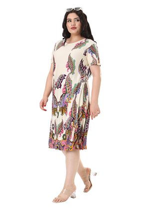 لباس سایز بزرگ بژ زنانه ویسکون MELSAY - کد 843131691
