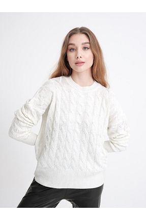 پلیور سفید زنانه Saç Örgü Su Moda - کد 789259636