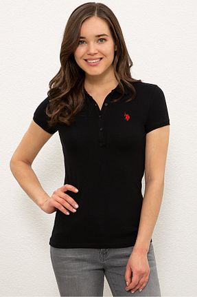 تیشرت مشکی زنانه یقه پولو U.S. Polo Assn. - کد 98112520