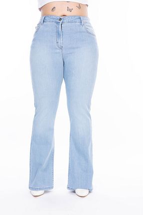 شلوار سایز بزرگ آبی زنانه پنبه ای EYLÜLXXL - کد 880040853