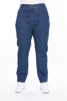 شلوار سایز بزرگ آبی زنانه پنبه پلی استر EYLÜLXXL - کد 880049303