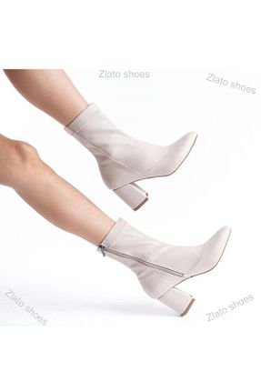 بوت / نیم بوت بژ زنانه چرم مصنوعی Zlato - کد 855646334