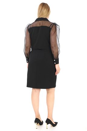 لباس سایز بزرگ مشکی زنانه بافتنی etselements - کد 880145648