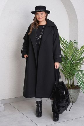 کاپشن سایز بزرگ مشکی زنانه سایز بزرگ Büyük Moda - کد 872880493