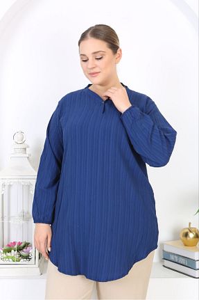 تونیک سایز بزرگ سرمه ای زنانه بافتنی Genel Markalar - کد 880182670