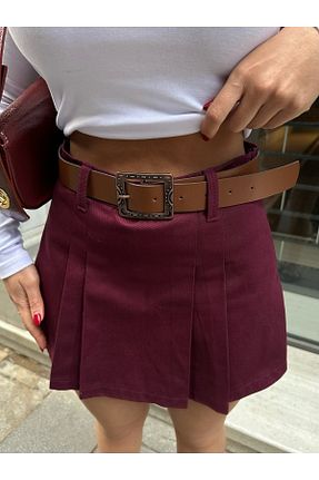 دامن زرشکی زنانه پلی ویسکون LB Laluna Butik - کد 880184535