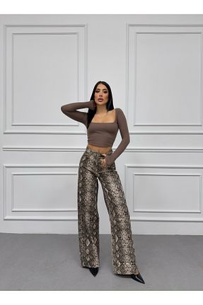 شلوار جین بژ زنانه پاچه پهن XBELLA DENİM - کد 880202422