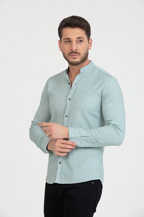 پیراهن فیروزه ای مردانه اسلیم فیت Klothy - کد 880208130
