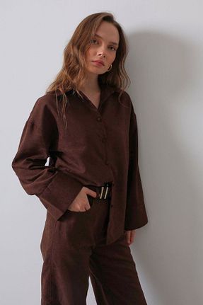 ست بالاتنه و پائین تنه قهوه ای زنانه بافتنی JaMolls - کد 880236445