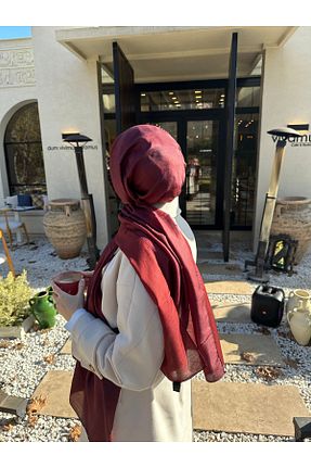 شال زرشکی زنانه پنبه ای ba sisters - کد 880232762
