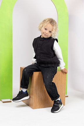 بوت / نیم بوت مشکی بچه گانه چرم خالص kids A more - کد 865548915