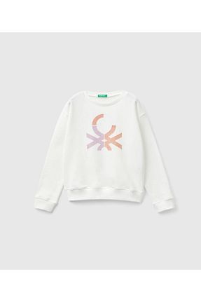 سوئیشرت سفید بچه گانه چاپی United Colors of Benetton - کد 849109875