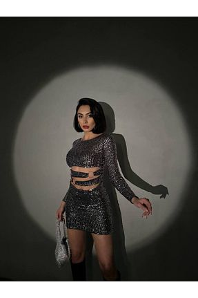لباس طوسی زنانه بافتنی Justin - کد 880266136
