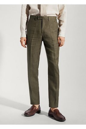 شلوار سبز مردانه کتان MANGO Man - کد 737863250