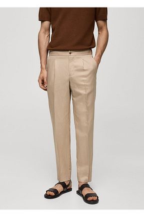 شلوار بژ مردانه کتان MANGO Man - کد 824912223