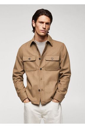 پیراهن قهوه ای مردانه رگولار MANGO Man - کد 761576195