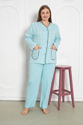ست لباس راحتی سایز بزرگ سبز زنانه چاپی SEBOTEKS - کد 880365079