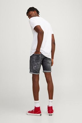 شلوارک و برمودا طوسی مردانه اسلیم فیت Jack & Jones - کد 828107351