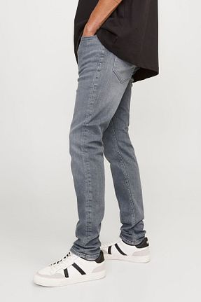 شلوار جین طوسی مردانه پاچه تنگ Jack & Jones - کد 817845337