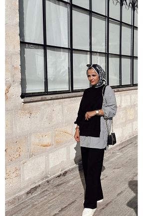ست بالاتنه و پائین تنه حجاب مشکی زنانه رگولار ASEL FASHİON - کد 742245672