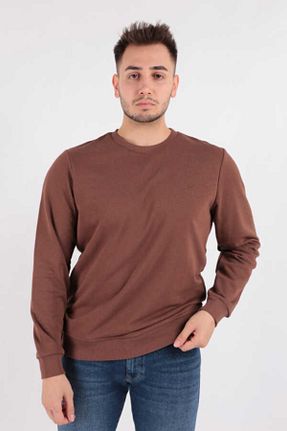 سوئیشرت قهوه ای مردانه ساده Cazador - کد 773005479