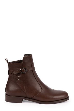 بوت / نیم بوت قهوه ای زنانه چرم خالص Elile Shoes - کد 771158233