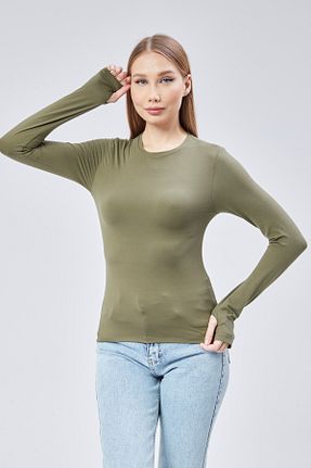 بلوز خاکی زنانه ساده Maison La Femme - کد 880565949