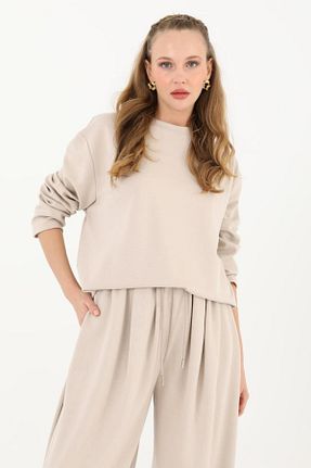 ست بالاتنه و پائین تنه بژ زنانه بافتنی Puane - کد 880569413