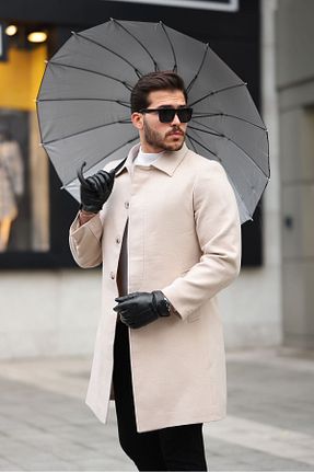 پالتو پشمی بژ مردانه رگولار hello7 - کد 880569289