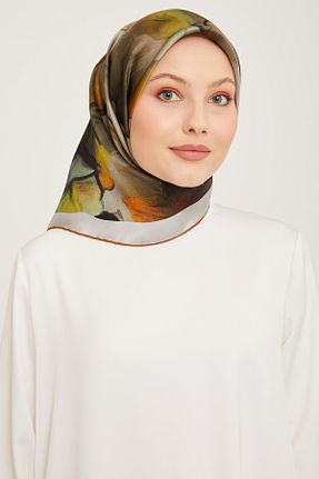 روسری نارنجی کرپ ساتن ابریشم Armine - کد 880576952