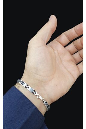 دستبند نقره طوسی مردانه 925 عیار Gümüş Sanatı - کد 880591293